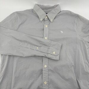 Abercrombie & Fitch Mens M Stretch Long Sleeve Button Down Shirt Gray Geometric